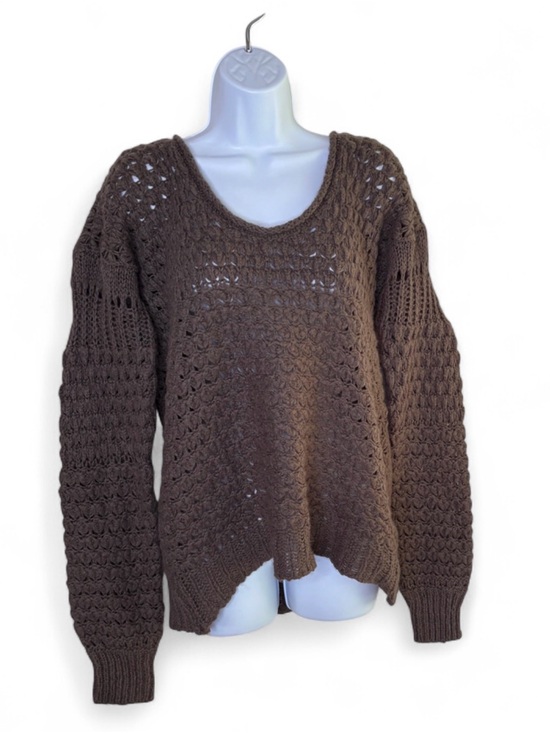 Free People Sweaters - Free People Crashing Waves Pullover Sweater Sz Small Cocoa Brown Open Knit Boho
